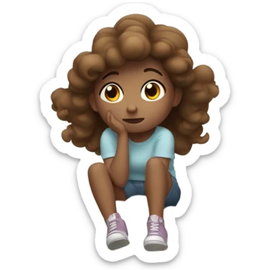 Brown haired Girl dizzy on a cloud  sticker