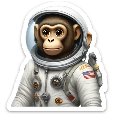 Monkey in a spacesuit with a rocket sticker