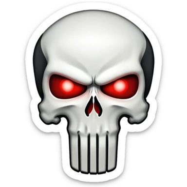 Punisher skull with glowing red eyes sticker