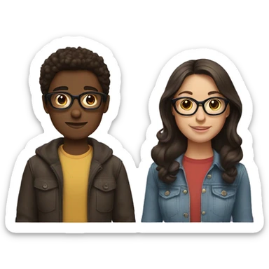 two brunette cousins one with glasses sticker
