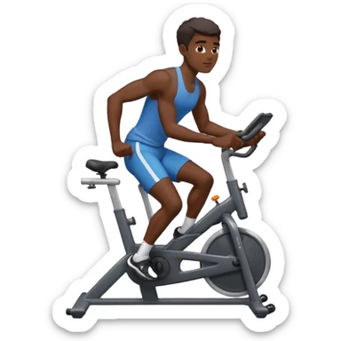 african american male on stationary bike sticker