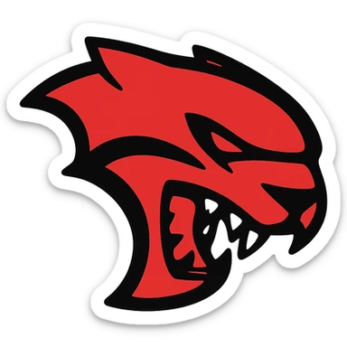 Hellcat SRT logo, minimalist, black and red color scheme, powerful look sticker