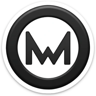 Black circle with “MB” written on in the middle of it. Nothing else no holes or anything. sticker