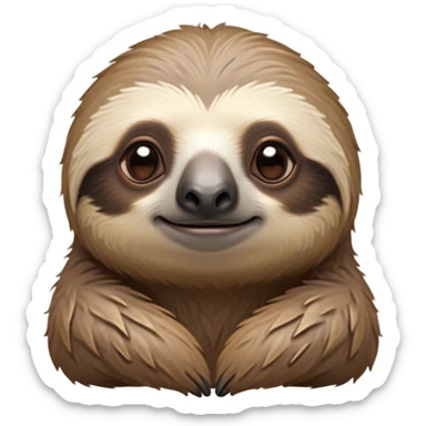 Cinematic Noble Sloth Portrait Emoji, Poised and serene, with a leisurely, gentle build and calm, wise eyes adorned with soft, textured fur, Simplified yet sharp and sophisticated features, highly detailed, glowing with a soft, tranquil glow, high shine, intelligent and unhurried, stylized with an air of relaxed authority, focused and composed, soft glowing outline, capturing the essence of a watchful and confident guardian that appears ready to slowly emerge from the screen with effortless grace! sticker