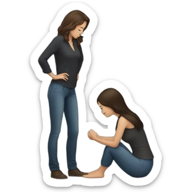 brunette Woman on both knees facing man sticker