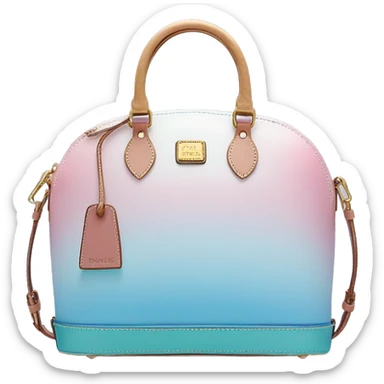 Realistic pastel pink to pastel blue ombre dooney and bourke domed satchel purse.  sticker