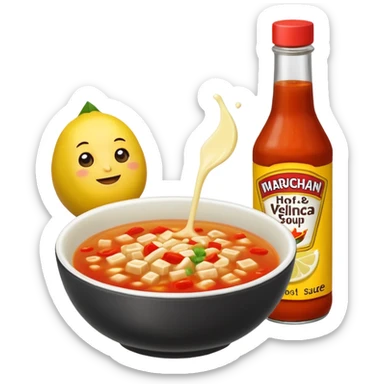 Vasos de sopa maruchan con un limón y una botella de salsa valentina sticker