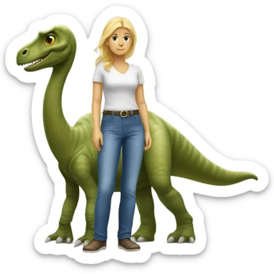 Blonde woman with Brachiosaurus sticker
