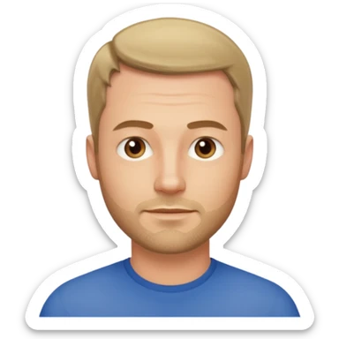 Homme blanc 40 ans cheveux courts barbe naissante visage fin sticker