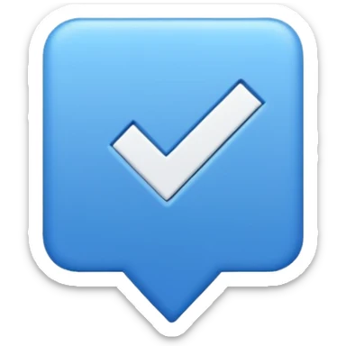 I want a blue square flipped 45 degrees and a white correct sign like this ✔️ sticker