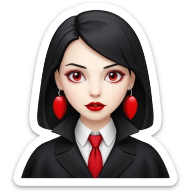 female vampire with coat long collars with tie sticker