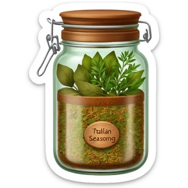 jar of Italian seasoning, simple, clear sticker