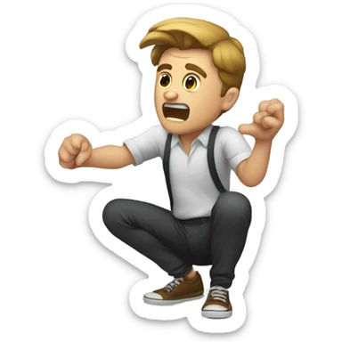 A guy slapping his knee with a face that looks like he is saying “aw shucks” sticker