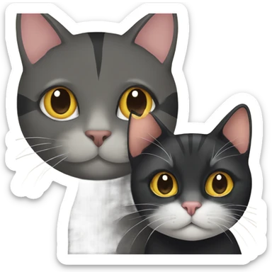 black cat sitting next to a tabby cat sticker