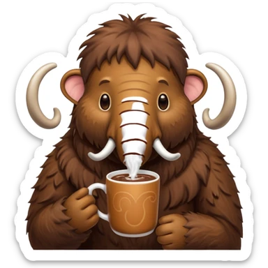 A mammoth who drinks a hot chocolate sticker