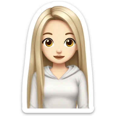 pale girl with straight hair, slightly narrow, brown eyes with a style like a person and a gyaru style sticker