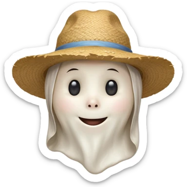 friendly ghost farmer portrait, head and shoulders only, straw hat, soft pale glow, gentle smile, cute cracked texture (not scary), cozy village vibe, warm lighting, 3D cartoon, mobile game icon style, clean background, no text, no watermark
 
 sticker