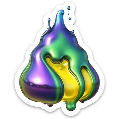 3D render of Oil Slick, toxic waste aesthetic, bubbling liquid, caution metal, industrial warning texture. sticker