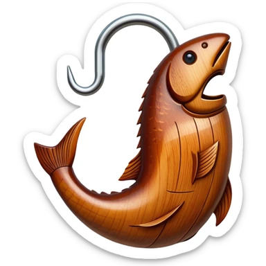 Hawaiian wooden fish hook sticker