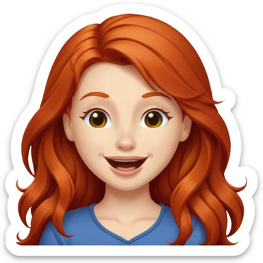 Excited long haired redhead wink sticker