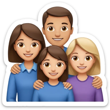 Happy family of 5: mom, dad, sisters and brother sticker