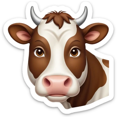 cinematic-noble-brown-and-white-cow-portrait-emoji,-poised-and-regal,-with-a-large,-sturdy-build-and-a-beautifully-patterned-hide-of-rich-brown-accented-by-crisp-white-patches,-deep-set-soulful-brown-eyes,-simplified-yet-sharp-and-sophisticated sticker