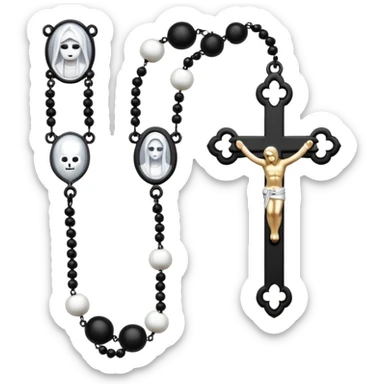 Gothic white rosary with  of beads sticker