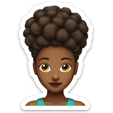 Brown skin girl with an Afro puff on top of her head sticker