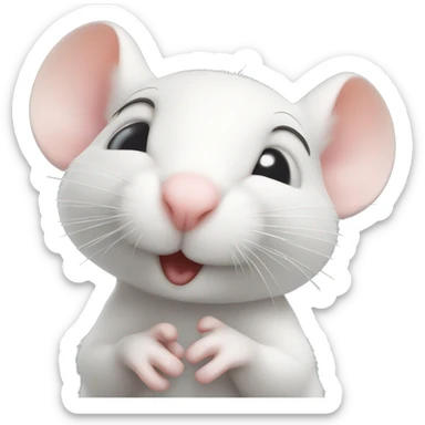 Cute white mouse giving a kiss to the camera sticker