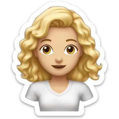 Une blonde en train de faire un câlin à un brun cheveux ondulé sticker