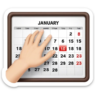 Flipping the calendar of January without guy sticker