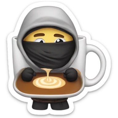 Ninja con café y flow sticker