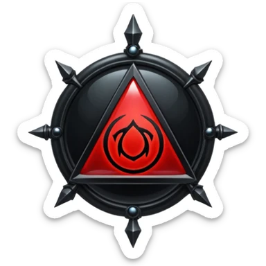 iOS sticker, dark fantasy amulet, black base, red symbol, minimal sticker