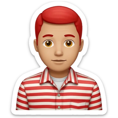 Man with red Striped Shirt not t shirt sticker
