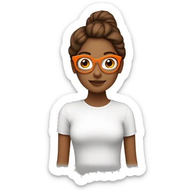 Una chica con cabello largo, lacio, de color naranja. Que tenga lentes y ojos marrones  sticker