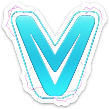 futuristic minimalistic emoji icon, letters "N" formed by three glowing digital lines representing Storm, Atom and NoizeGames, neon purple (#8B5CF6) and cyan (#00E0FF) on dark background, modern tech style, 1:1 aspect ratio sticker