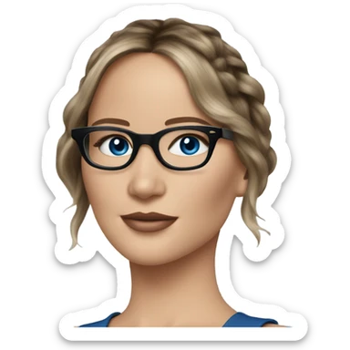 Photo of Brunette Jennifer Lawrence wearing black glasses and blue eyes talking in to a phone  sticker