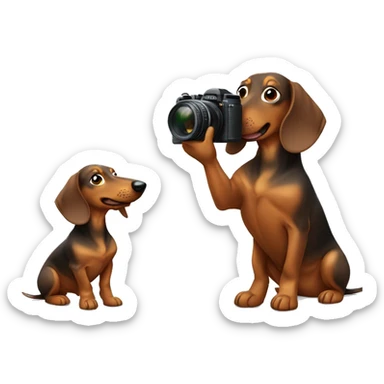 A mini daschund taking a photo sticker
