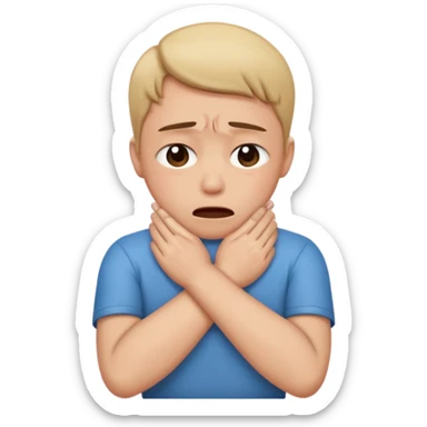 Person crying and chocking themselves with arms crossed sticker