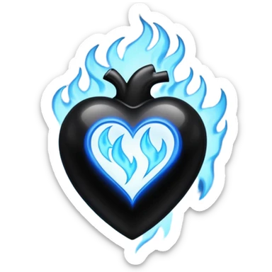 make exactly the emoji like"❤️‍🔥" but the heart is black and flames are blue sticker