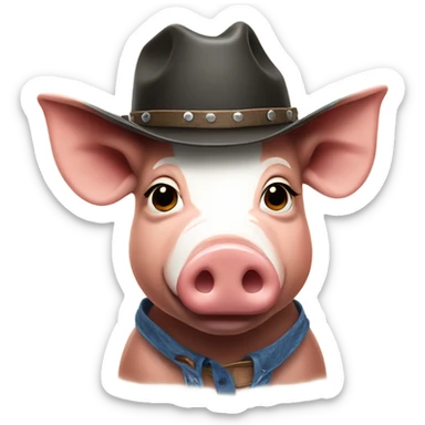 Pig wearing a cow boy hat  sticker