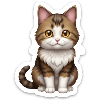 full body small short hair dark brown and white cat with hazel eyes sticker