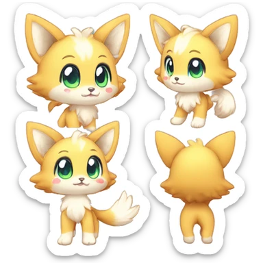 Cute Kawaii Chibi Anthro Fur-Sona Pretty Shiny Colorful Sparkly Fakemon Full Body sticker