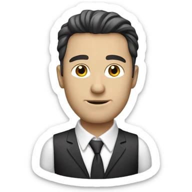 caucasian businessman black messy straight hair sticker