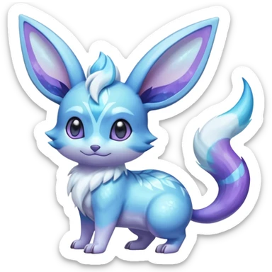 Colorful Iridescent Exotic Minccino-Aurorus-Glaceon-Fakémon-hybrid-creature (full body)  sticker