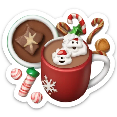 christmas hot cocoa with toppings sticker