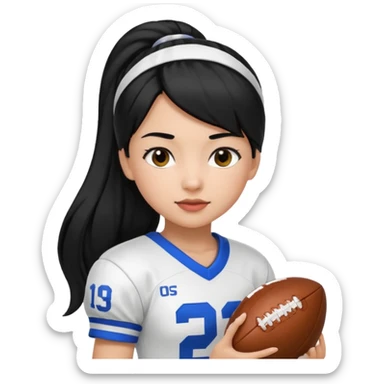 girl tha plays football black hair long pony tail white sticker
