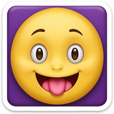 "A mischievous yellow emoji face with a sly, tilted smile, slanted eyebrows, and its tongue playfully sticking out to the side. The background is a deep purple. The expression looks naughty, teasing, and a little cheeky." sticker