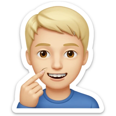 Emoji gêne et content qui mort un seule ongle Et on voit un peu ses dents plus flatter  sticker