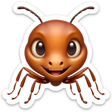 Cinematic Cheeky Ant Portrait Emoji, Head tilted dramatically with an exaggeratedly shocked expression, featuring a diminutive, agile body with wide, comically expressive eyes full of playful disbelief and subtly animated antennae, Simplified yet hilariously expressive features, highly detailed, glowing with a slightly sassy earthy glow, high shine, dramatic yet playful, stylized with an air of cheeky insect mischief, soft glowing outline, capturing the essence of a meme-worthy ant that looks ready to scurry its way into viral fame! sticker